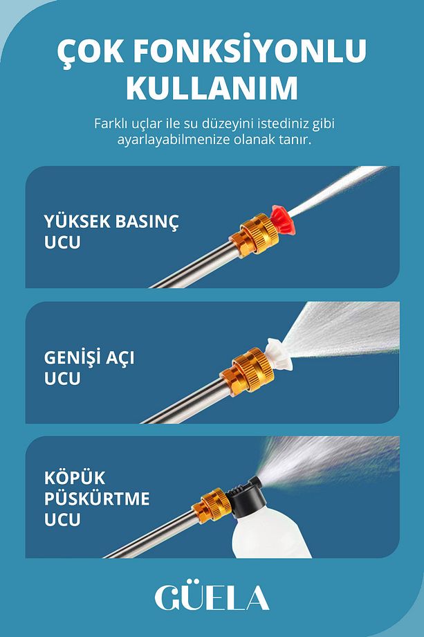 Şarjlı ve Yüksek Basınçlı Oto Yıkama Ve Sulama Tabancası - 3