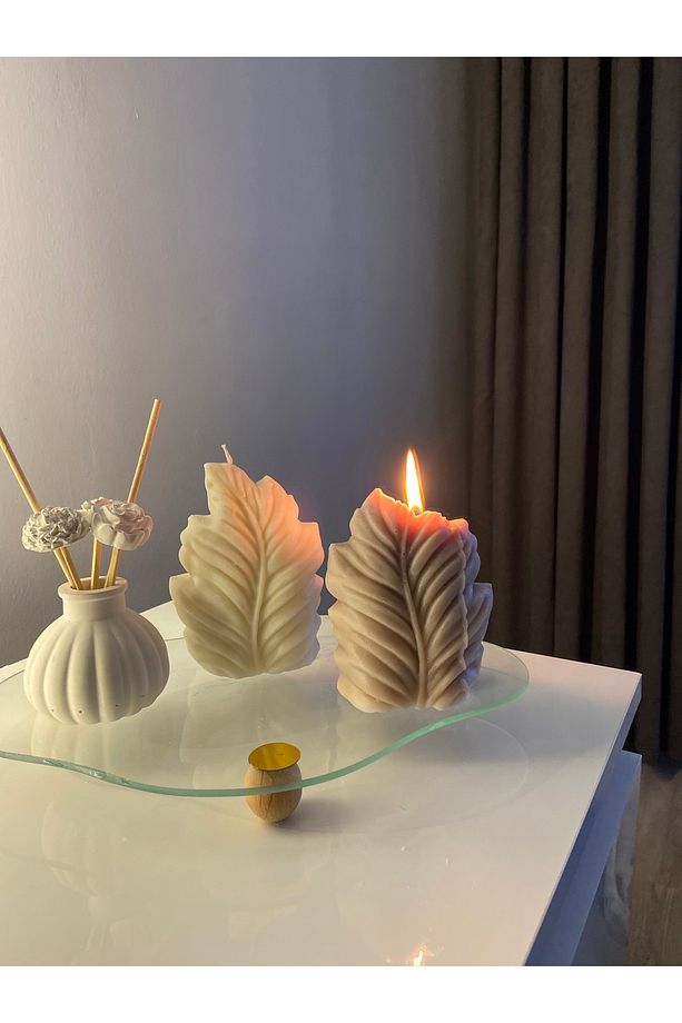 İskandinav Tarzı Vanilya Kokulu Yaprak Mum Bir Adet Dekoratif Aromaterapi Ev Dekoratif - 1