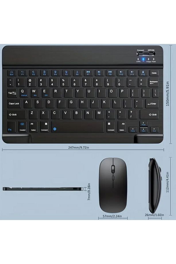 Bluetooth Akıllı Klavye ve Mause Seti Taşınabilir Şarj Edilebilir Kablosuz Tüm Cihazlara Uyumlu - 3