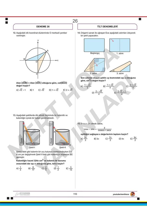 Mert Hoca Ayt Tilt Denemeleri - Trigonometri Integral Limit Türev 30'lu Deneme - 8