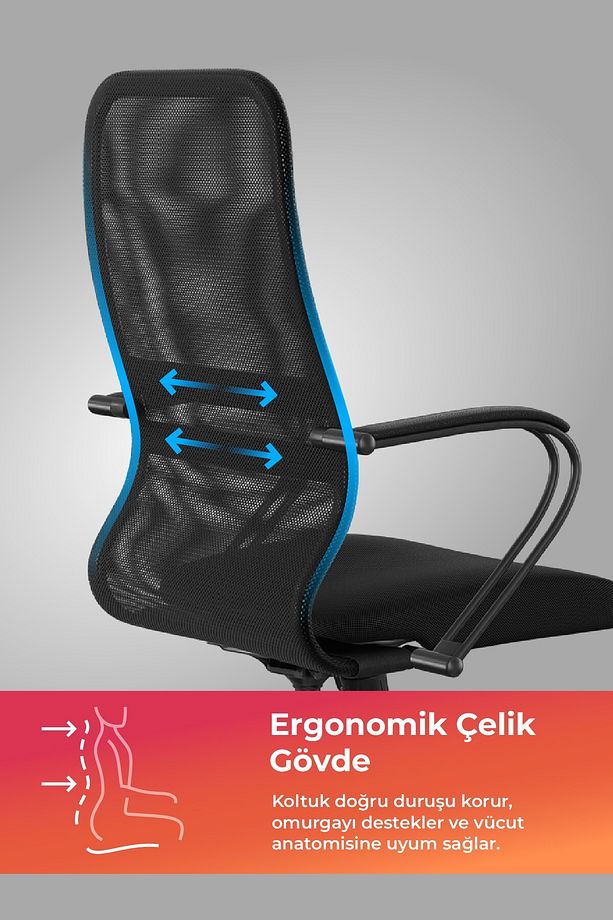 Ergolife Sit 8 Ergonomik Fileli Ofis Koltuğu / Çalışma Sandalyesi - Df.57.1.222 - 3
