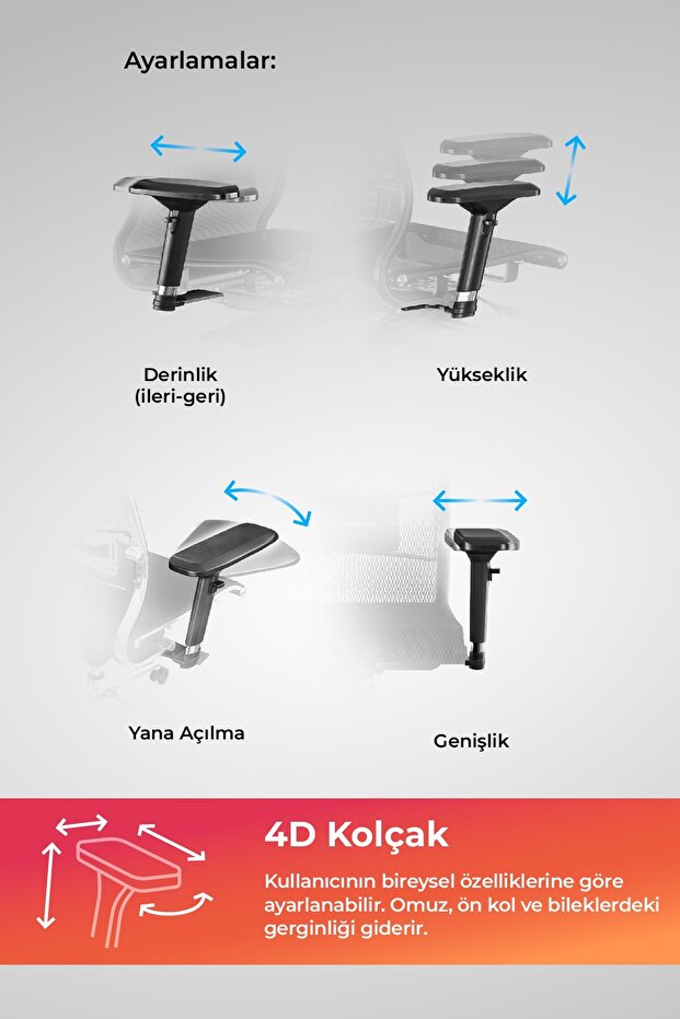 Ergolife Synchrosit 10 Ergonomik Ofis Sandalyesi | Tekerlekli, Fileli Çalışma Sandalyesi-1FC.3.1.544 - 6