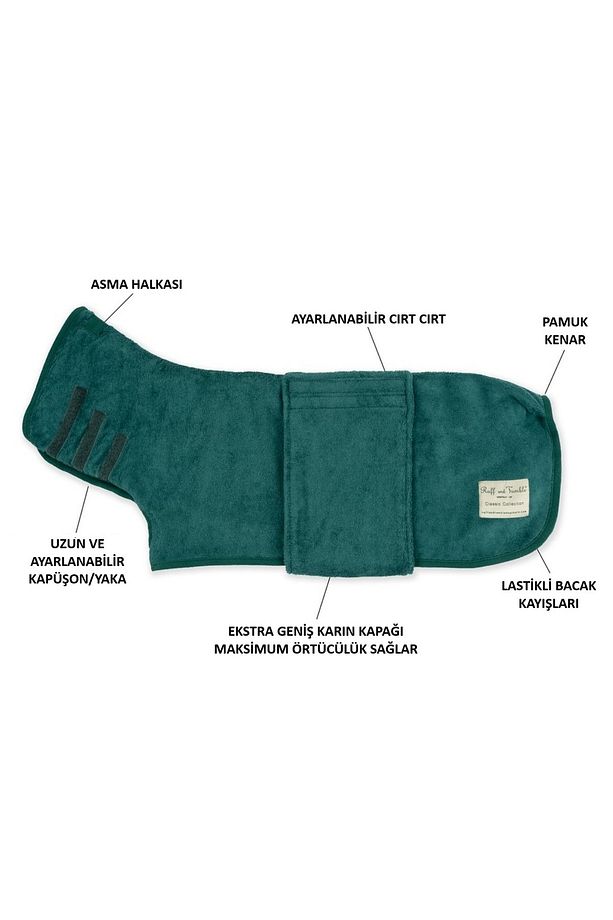 Köpek Bornozu Classic Collection Bottle Green - 4