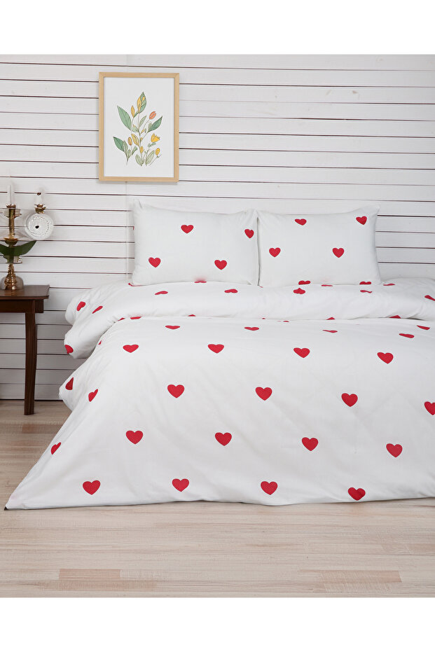 Kalpli Tek Kişilik Nevresim Takımı Çift Taraflı Kullanım Çarşafı Düz Ekru - 1