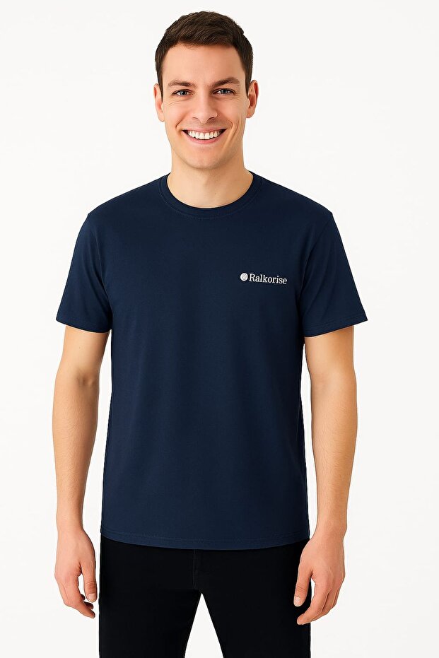 100% Cotton Navy Blue Basic Men's T-Shirt