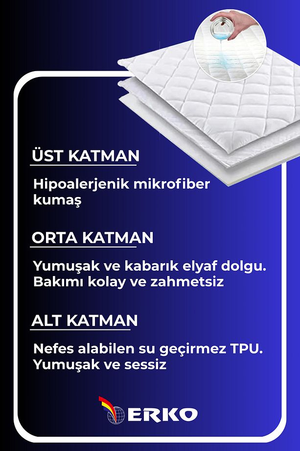 Kapitone % 100 Pamuk Sıvı Geçirmez Alez Yatak Koruyucu Tek Kişilik Çift Kişilik Tüm Ebatlar - 8
