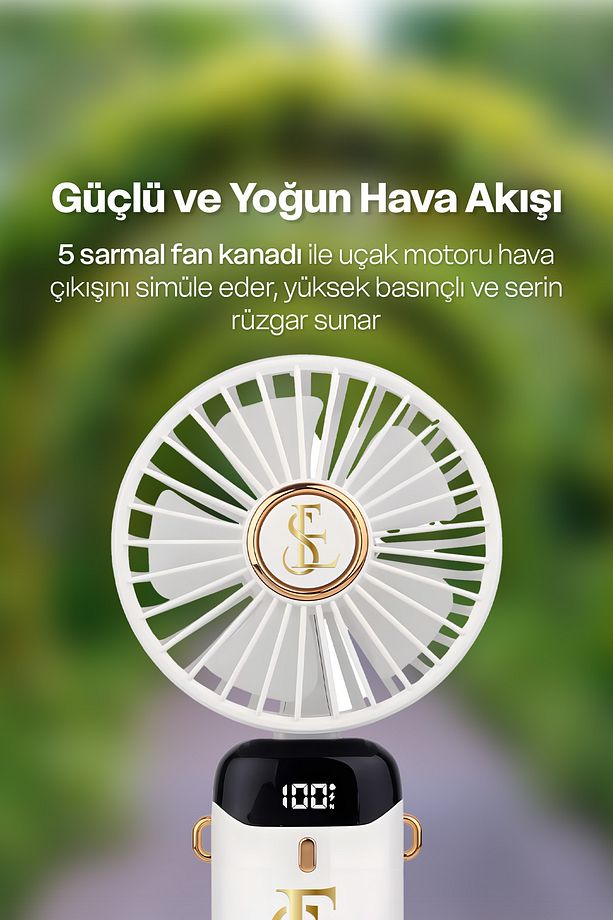 Lcd Ekranlı Şarjlı Mini El Boyun Masa Fanı Seyahat Taşınabilir Fan Aralığı Şarjlı Yüksek Şarj - 6