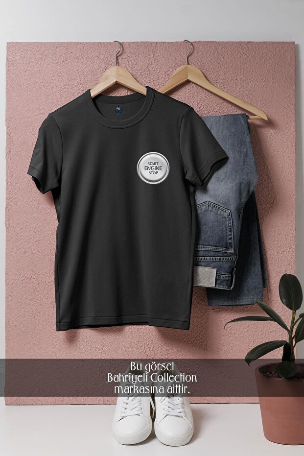 Oversize Start Engine Stop Pocket Design Unisex T-Shirt