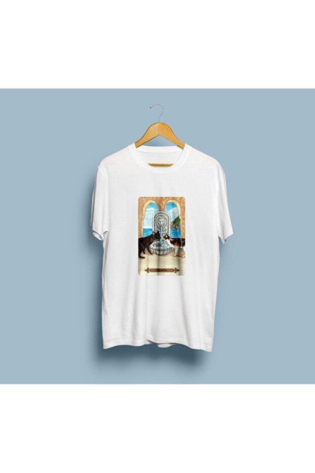 Oversize Mystical Cats Tarot Card Printed Unisex T-Shirt