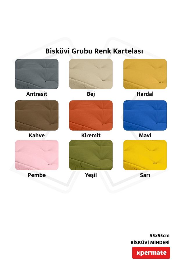 Bisküvi Minder Petek Önü Palet Üstü Minderi Fransız Minder Bank ve Bahçe Minderi 55x55x14 cm Kahve - 6