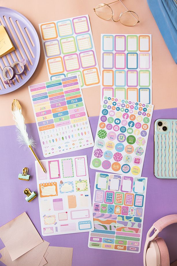 A5 Sticker Book 1183 Adet 18 Yaprak Renkli Etiket Defteri - 8
