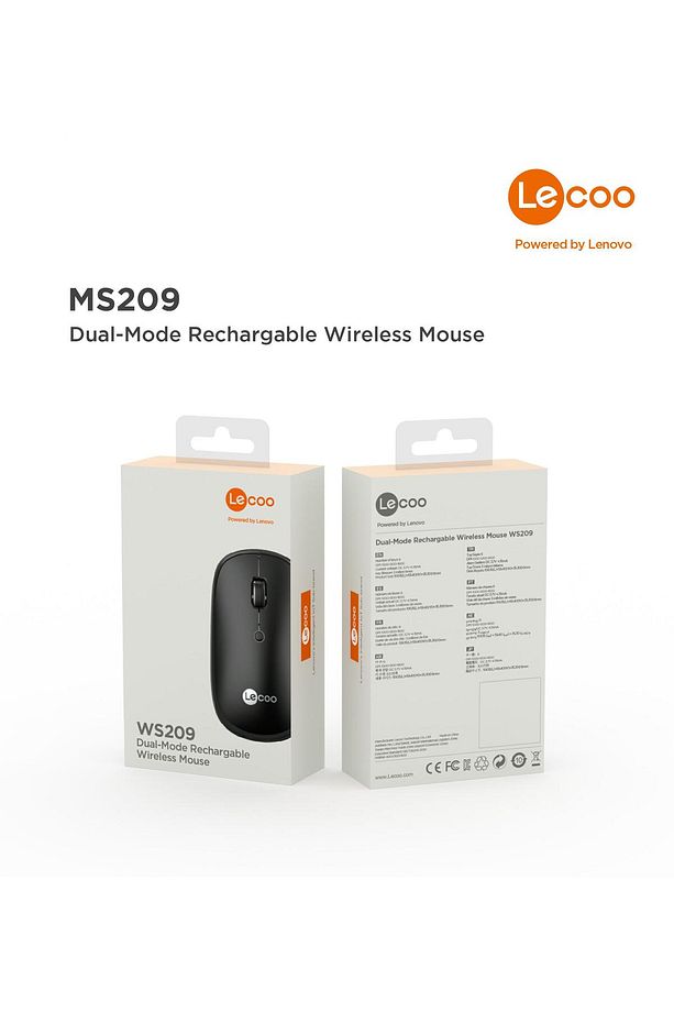Ws209 Dual Mod Bluetooth Ve Kablosuz Şarj Edilebilir Optik Mouse Siyah - 5