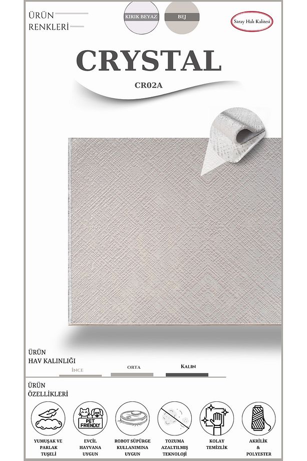 Crystal CR02A Modern Dokuma Pamuk Taban Halı - 2