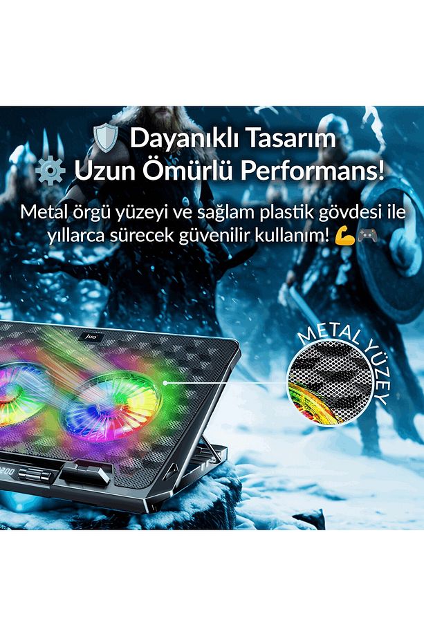 Odin Rgb Işıklı Gaming 2200rpm Çift Fan Led Display Laptop Notebook Soğutucu Stand - 8