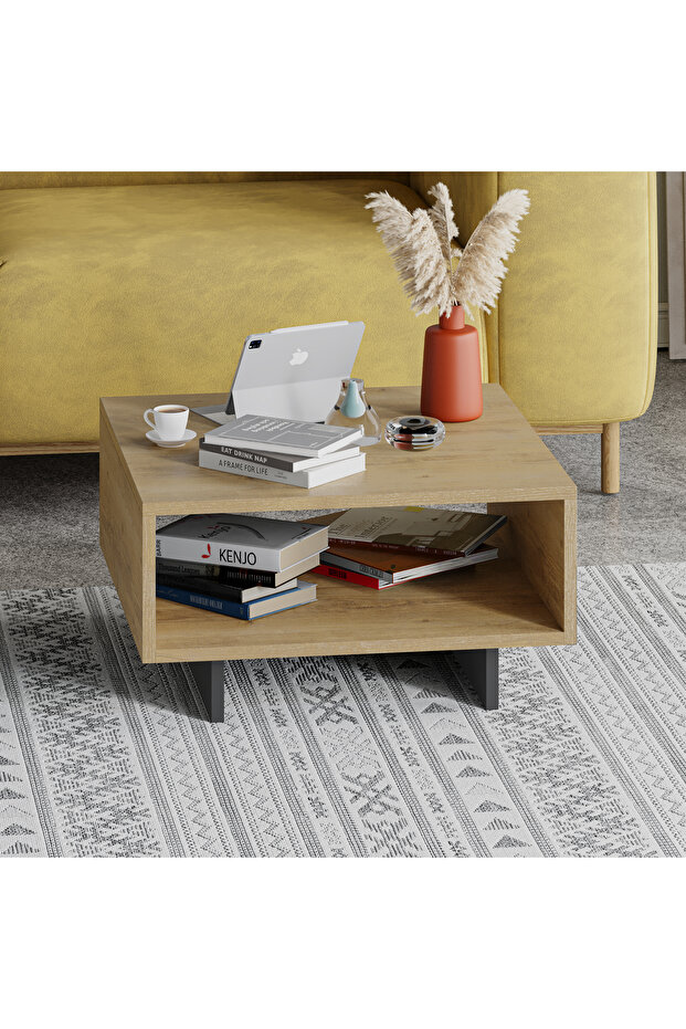 Hola Modern Coffee Table Oak Anthracite Grey Multipurpose H 32cm Oak/Dark Grey