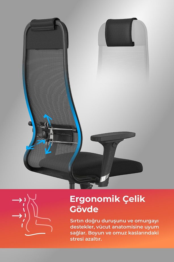 Ergolife Sit 10 Ergonomik Fileli Yönetici Koltuğu / Ofis Sandalyesi - 13e.d.1.2a2 - 3