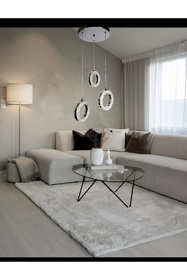 Işıl Krom Modern Avize  Salon Mutfak Oturma Odası Antre Tekli 3lü Sarkıt Sıralı - 4