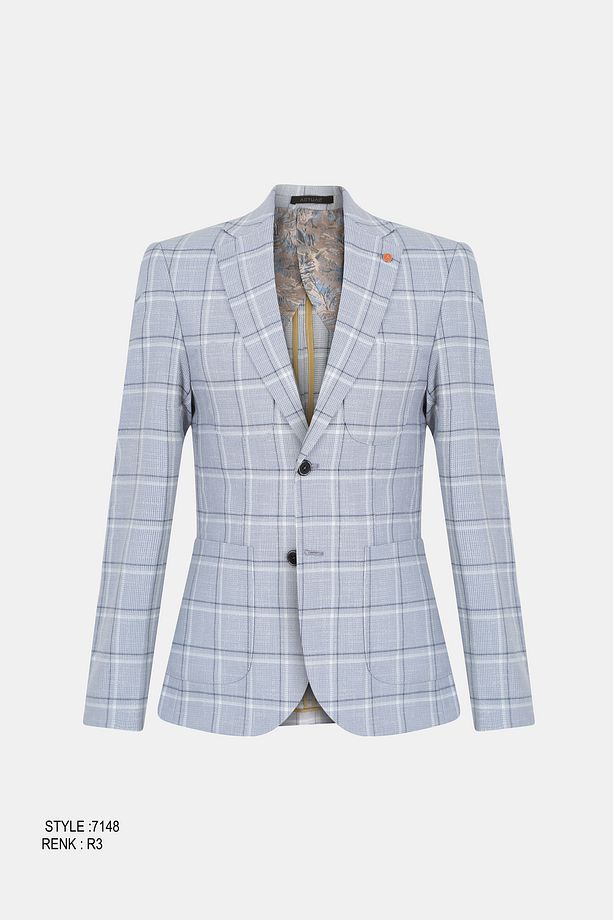 BLAZER SLIM FIT YARIM ASTARLI BLAZER TEK CEKET 7148-1 R3 - 5