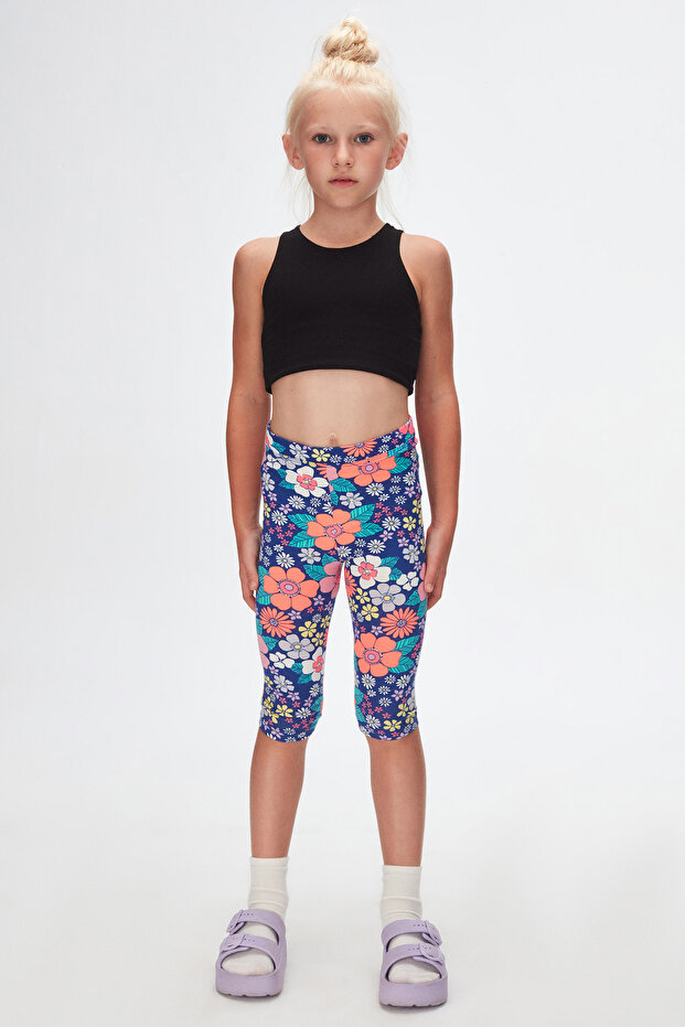 Neon Garden Girls' Patterned Knee-Length Leggings Capri