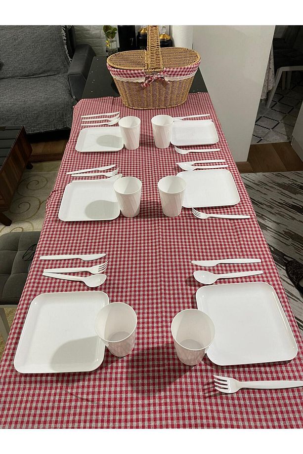 Piknik Seti 32 Parça  6 Kişilik Çatal Bıçak Kaşık ve Tabak Seti - 5
