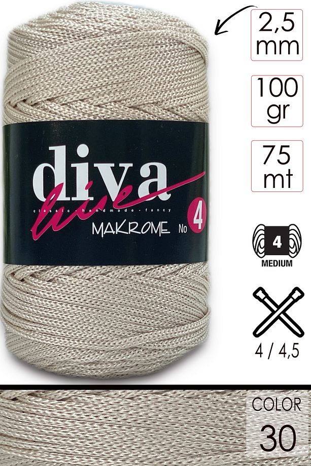 Diva Makrome Ipi Kalın (NO:4) 30 Açık Bej. - 1