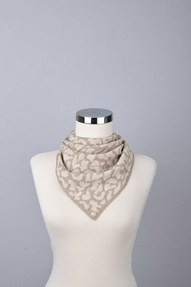 Leopar Desenli Triko Fular - 3