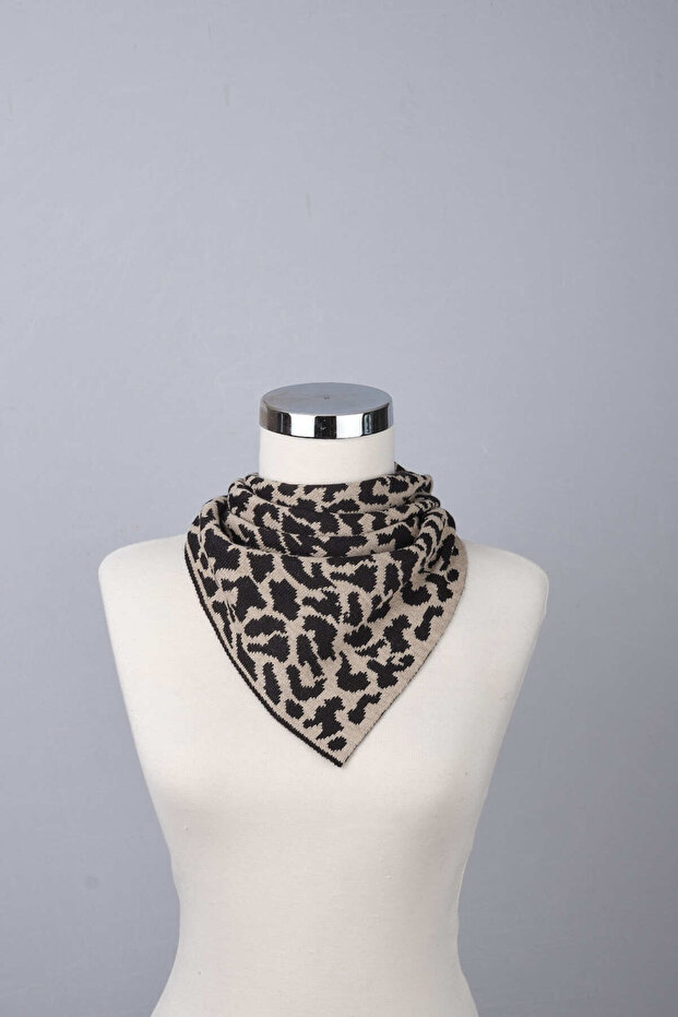 Leopard Patterned Knitwear Scarf - 3