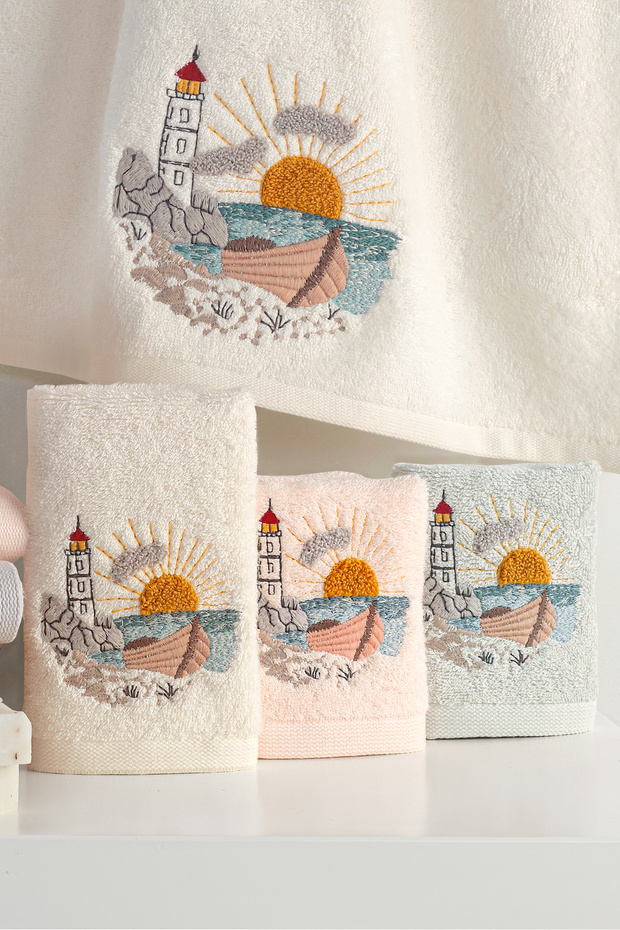 Sereyn - 70% Bamboo / 30% Cotton Embroidered Hand Towels - Set of 6 50X90