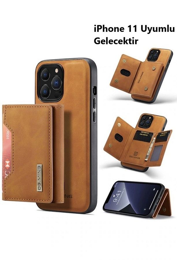 Iphone 11 DG Mıng 2 Parça Ayrılabilir Güçlü Manyetik Cüzdanlı Kılıf - 1
