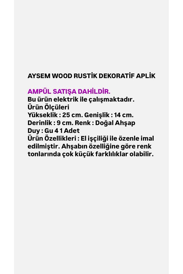 Yansıtma Tasarımlı Çift Yönlü Ahşap Salon Hol Cafe Otel Duvar Aplik Avize - 5