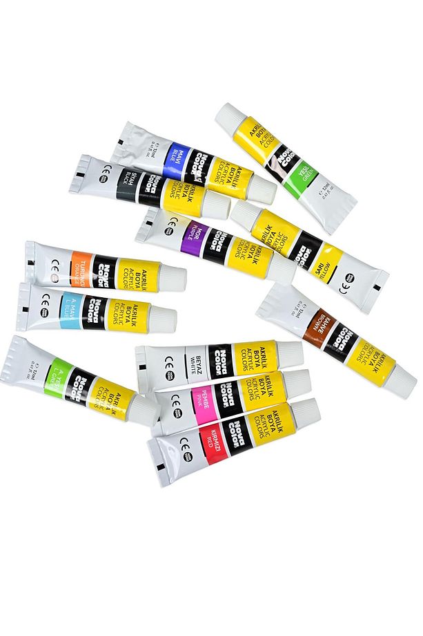 Nova Color 12 Renk Akrilik Boya Tüp 12 ml 25x35 Tuval Set - 5