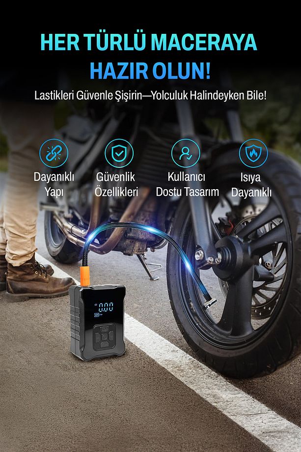 Dijital Şarj Edilebilir Hava Kompresörü - 8