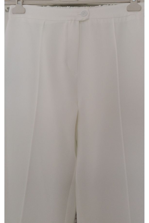 Kadın Çımalı Yazlık Ekru Krep Pantolon - 4
