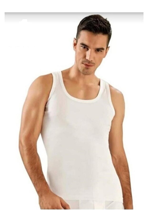 White Men's Undershirt Strap Combed Cotton 6 Pieces