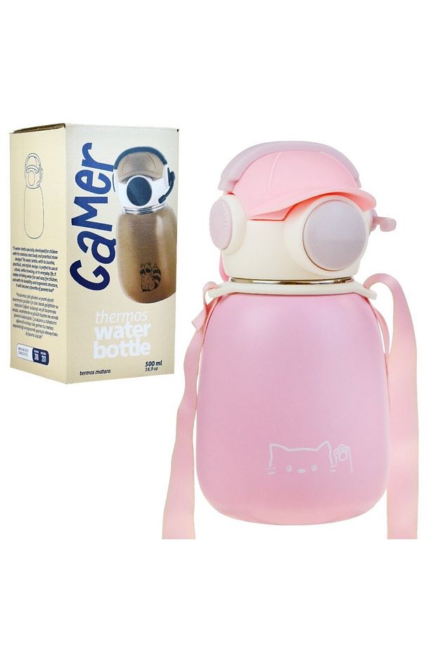 TİTİZ Gamer Termos Matara 500 ml – Oyuncu Tasarımlı Sızdırmaz Çelik Matara TP-742 - 1
