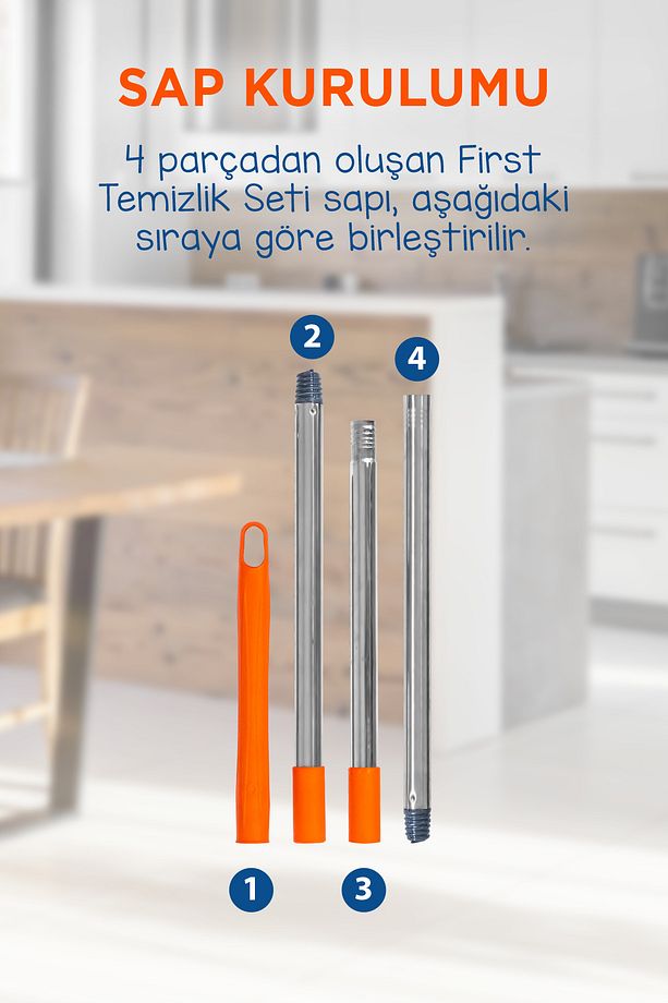 First Pratik Sıkmalı Paspas Seti Yüksek Emici Şerit Mop ve Kova - 3