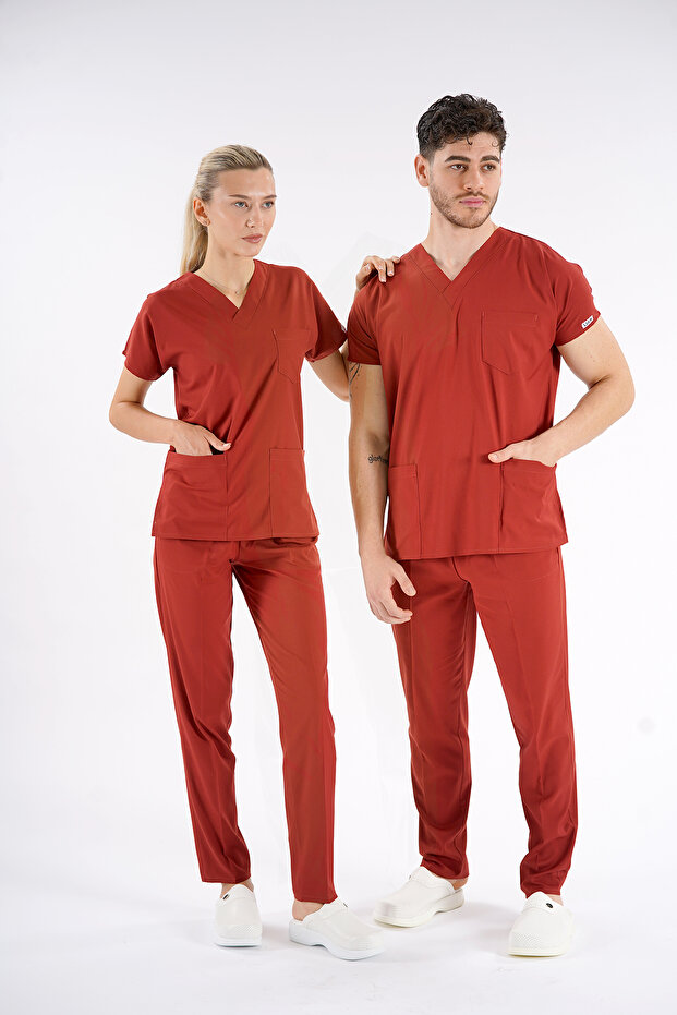 Tile Dr. Greys Model Lycra Nurse Uniform Unisex Bat Sleeve Doctor Scrubs Hospital Team