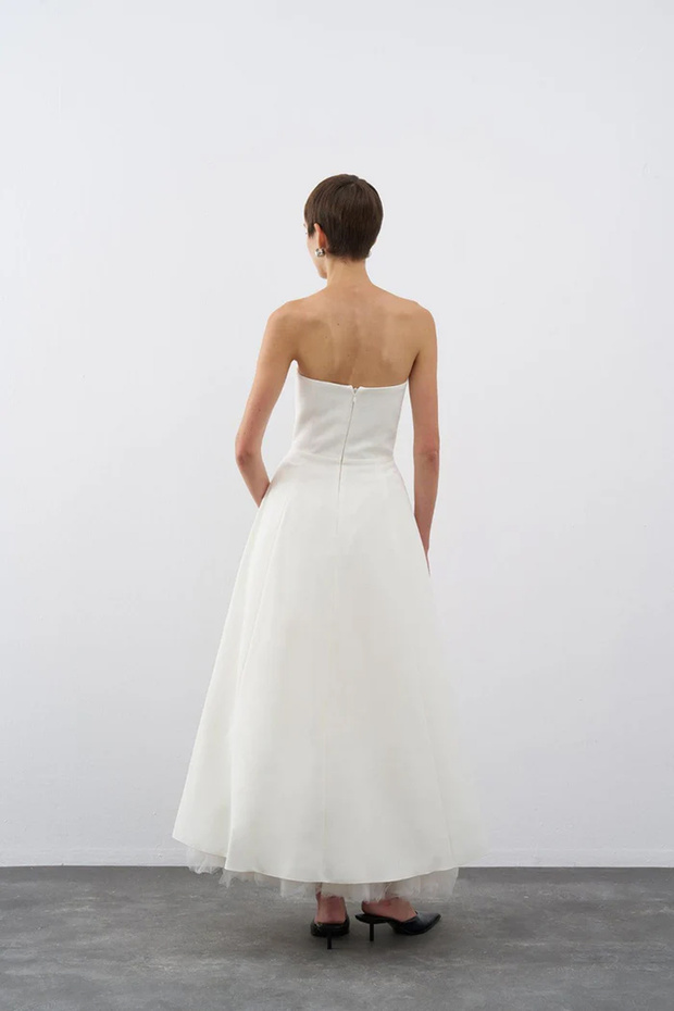 Önü Taş İşlemeli Straplez A Kesim Abiye Elbise - 5