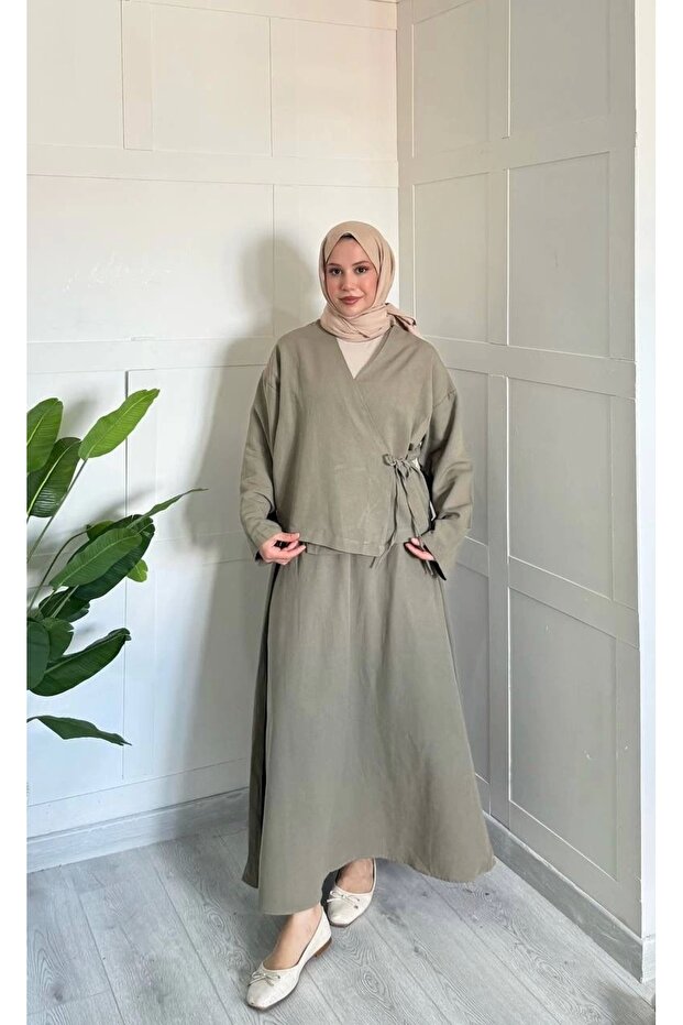 Kimono Linen Skirt Suit