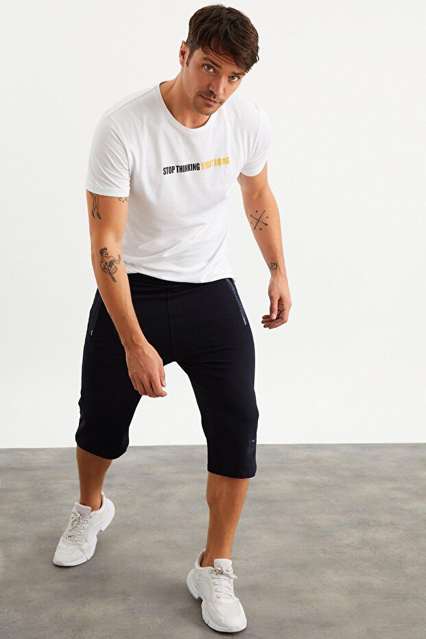 201762 Cep Nakış Detaylı Erkek Kapri - 4