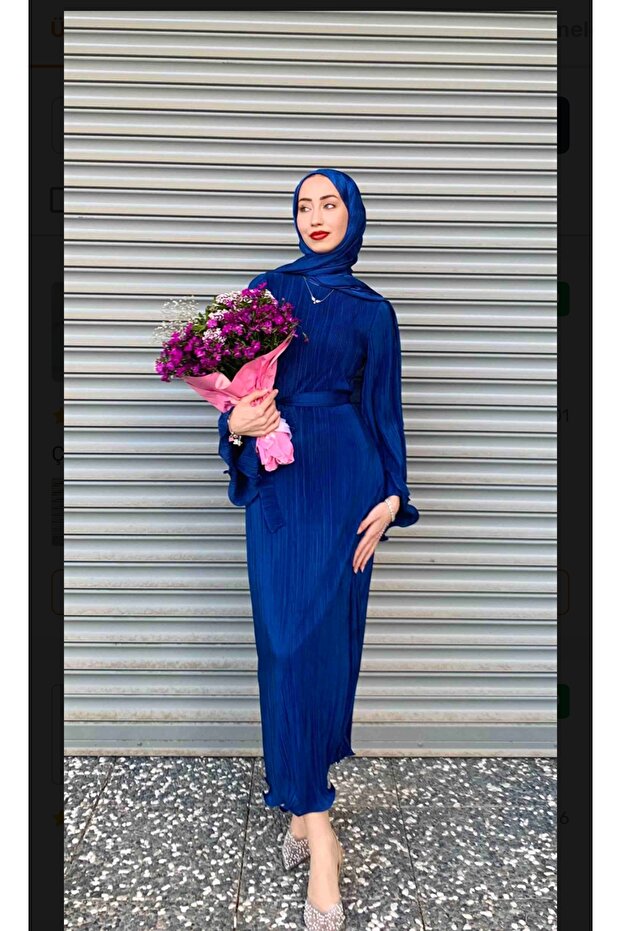 İspanyo kol pliseli elbise - 2