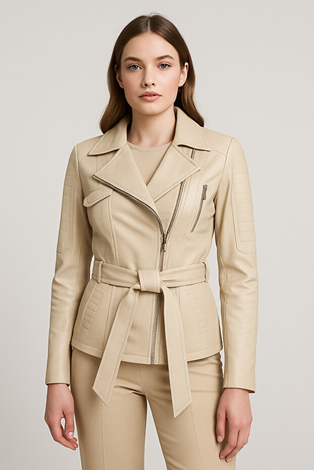 Women's Medium Length Leather Jacket