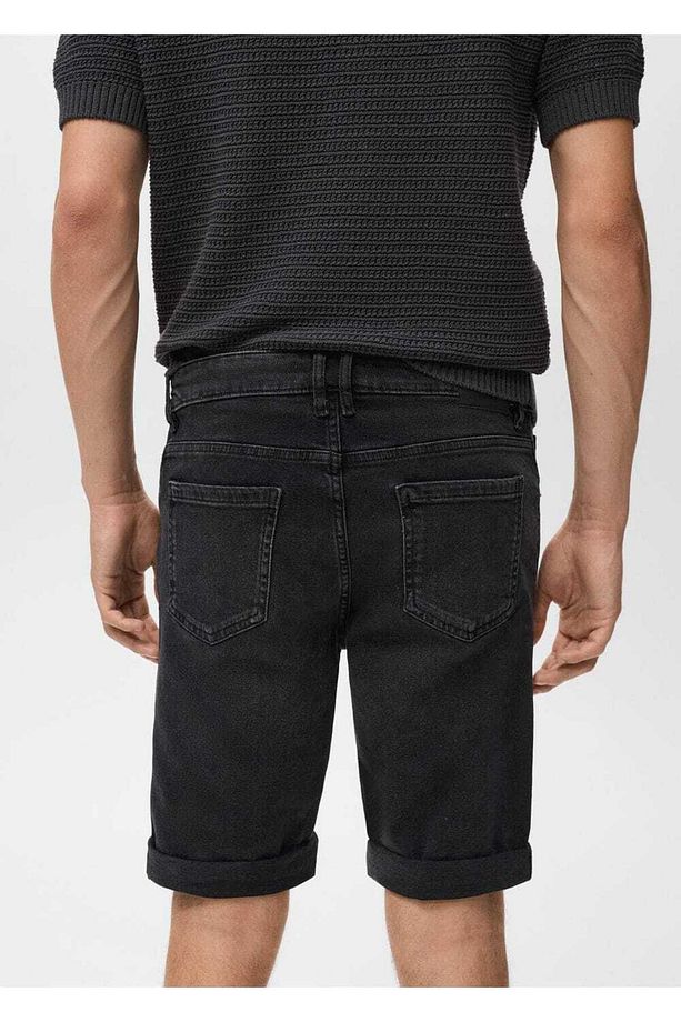 Slim fit kot bermuda şort - 7