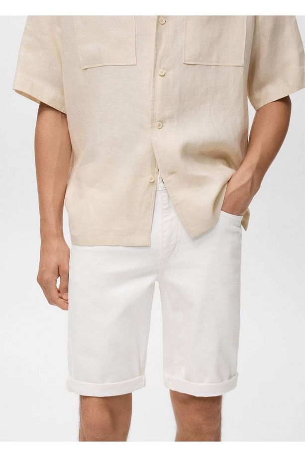 Slim fit kot bermuda şort - 7
