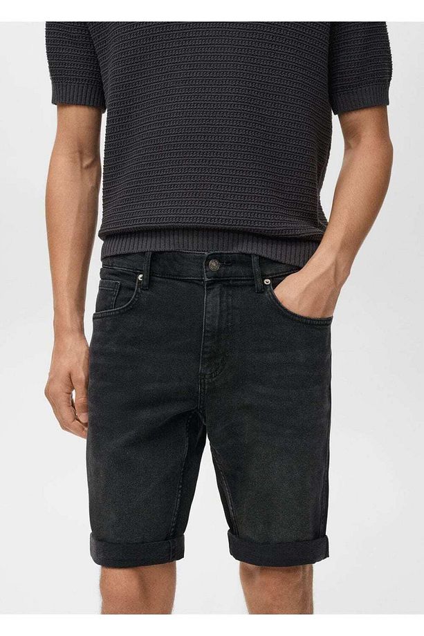 Slim fit kot bermuda şort - 8