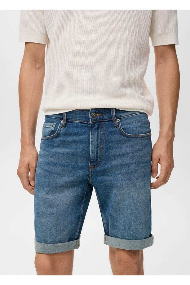 Slim fit kot bermuda şort - 8