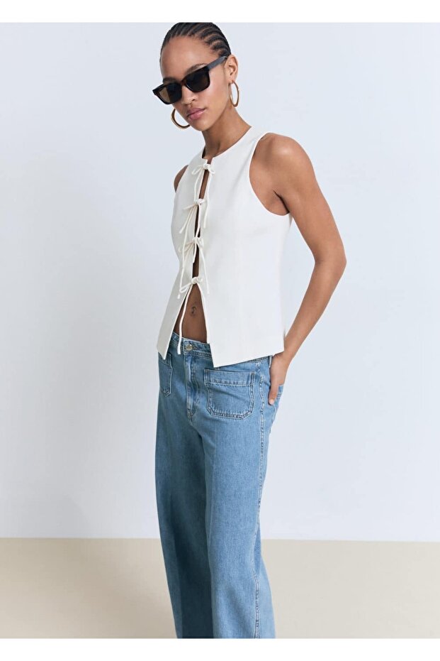 Düğmeli wideleg jean - 7