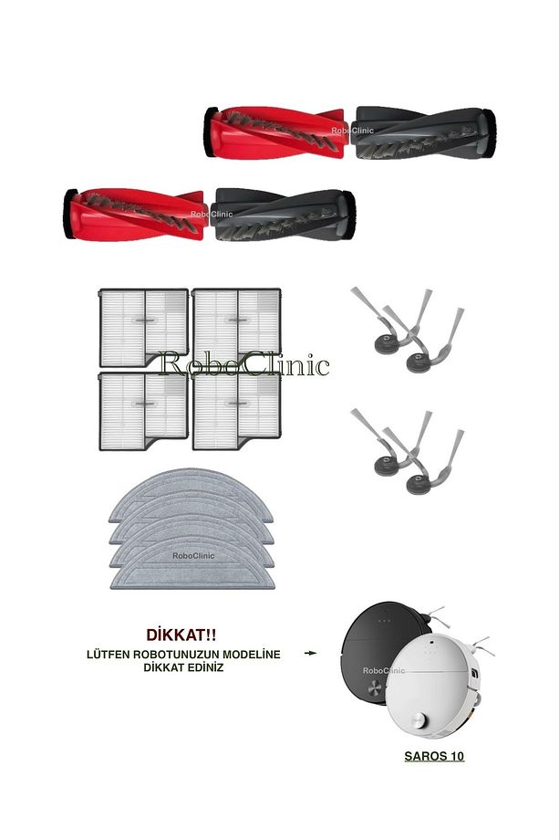 Roborock Saros 10 Robot Süpürge Uyumlu Fırça, Hepa Filtre, Mop Seti-16 Parça - 1