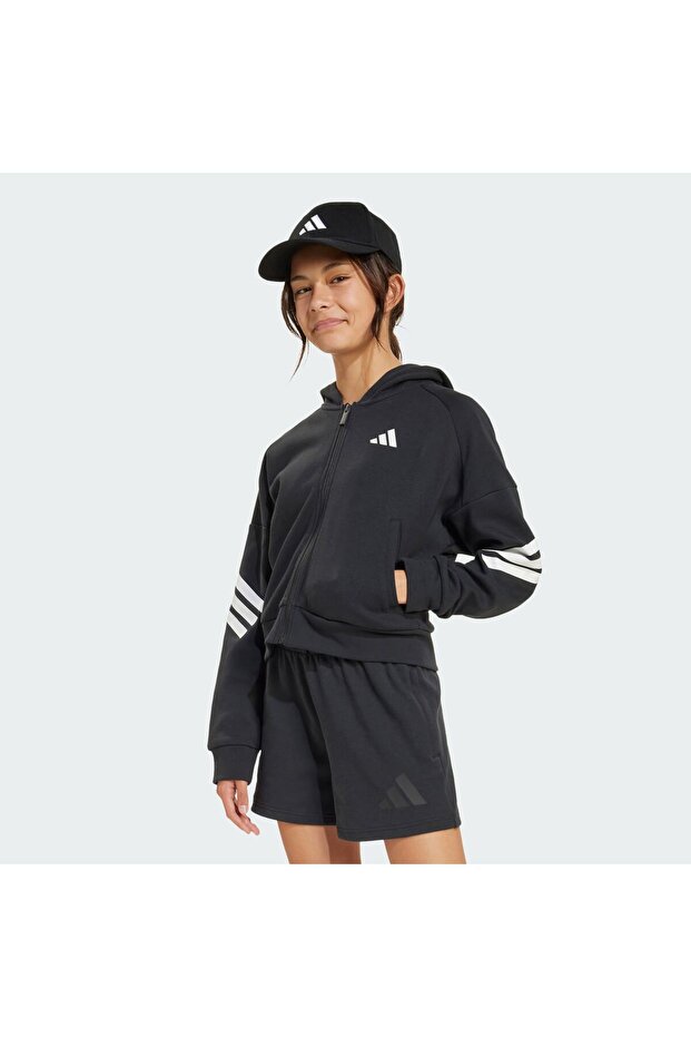 Future Icons 3-Stripes Full-Zip Kids Kapüşonlu Üst - 1