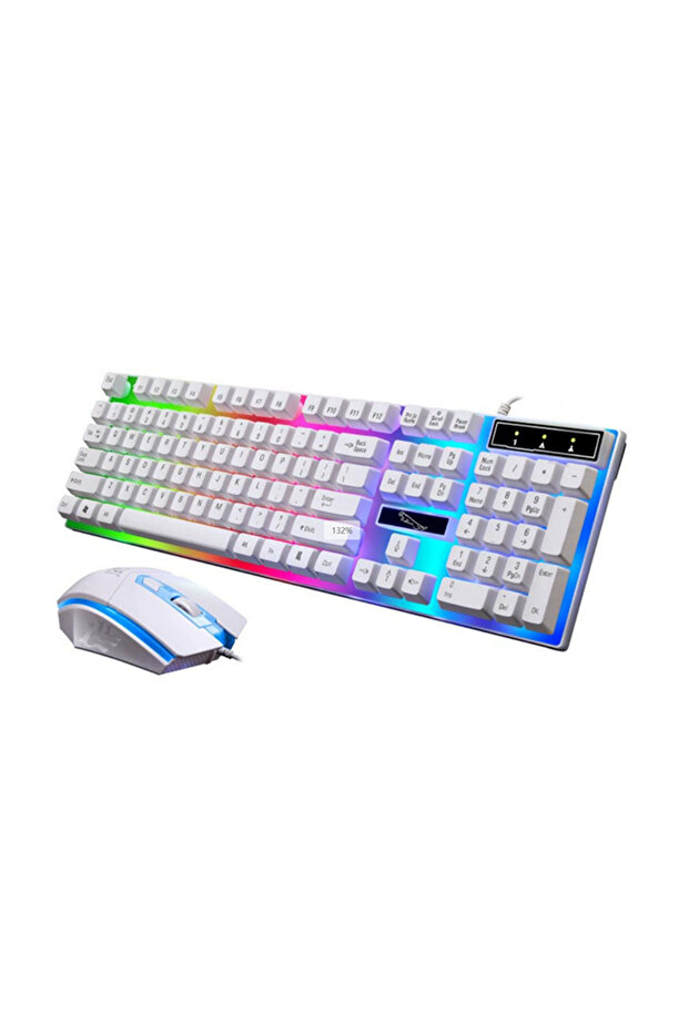 Led Gaming Keyboard With Mouse Set White